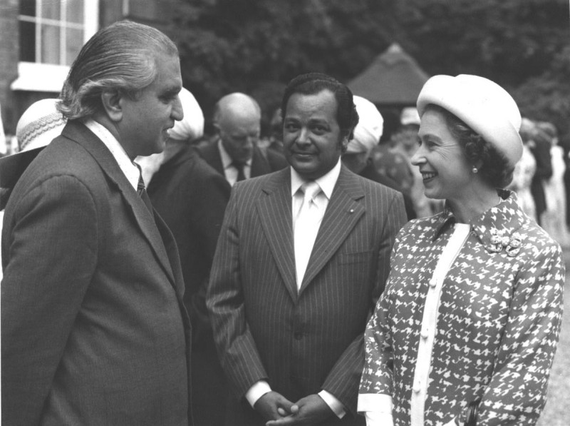 At the annual Commonwealth Service, Marlborough House, with Queen Elizabeth of England, 11 June 1976